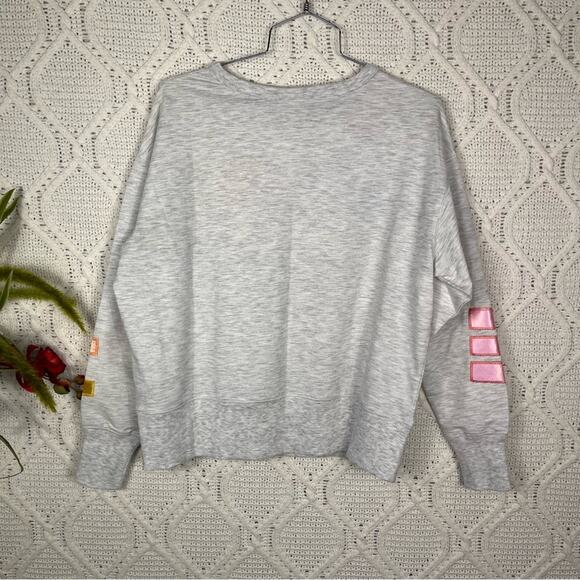 DISNEY | Rainbow Sweatshirt Epcot Neon Satin Letters Appliqué Gray Multi Color S - Picture 2 of 7